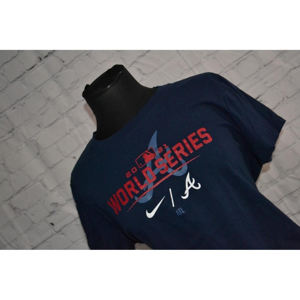 Nike Atlanta Braves 2021 World Series Champions T-Shirt Womens XL Navy Blue
